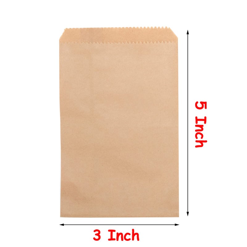 Tendwarm 100 Pcs 3x5 Inches Brown Kraft Paper treat Bags Flat favor bag for Party Wedding Small Gift bag - Image 5